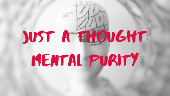 Just a Thought: Mental Purity blog title on head model background with labeled brain regions