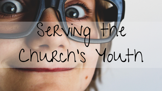 Serving the Church's Youth blog post title with boy wearing glasses in background