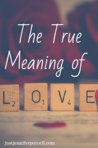 Blog title The True Meaning of Love with Scrabble letters