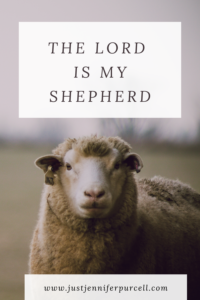 The Lord is My Shepherd Pinterest Pin with sheep background