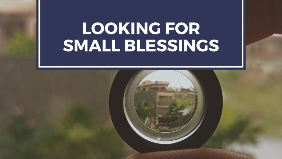 Looking for Small Blessings title over magnifying glass